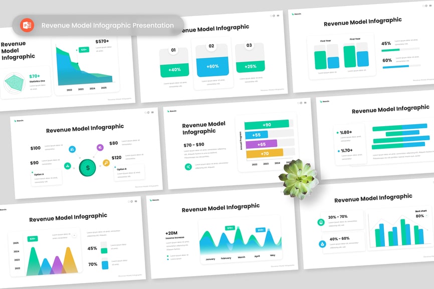收入模型信息图表PPT模板 (PPTX)