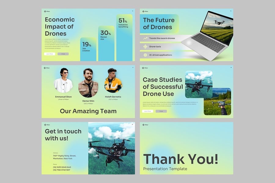 无人机飞机PPT模板 (PPTX)