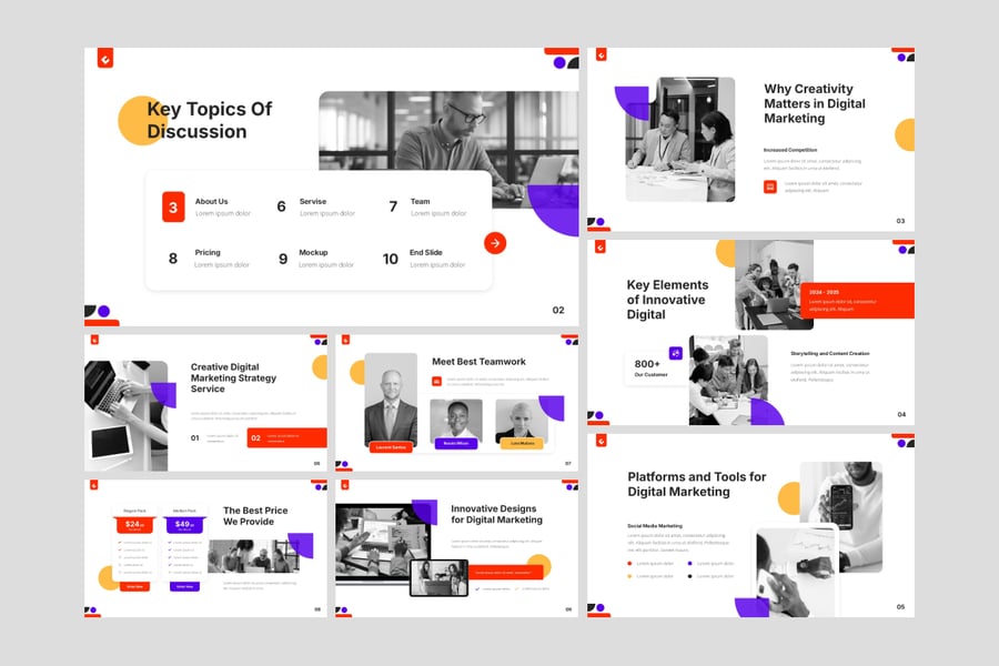 创意数字营销策略PPT模板 (PPT,PPTX)