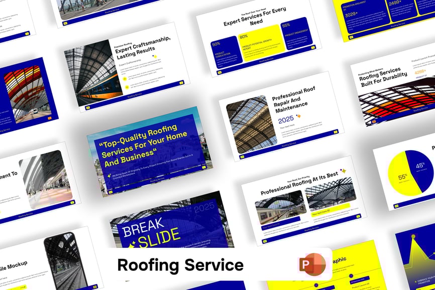 屋顶服务PPT模板 (PPTX)