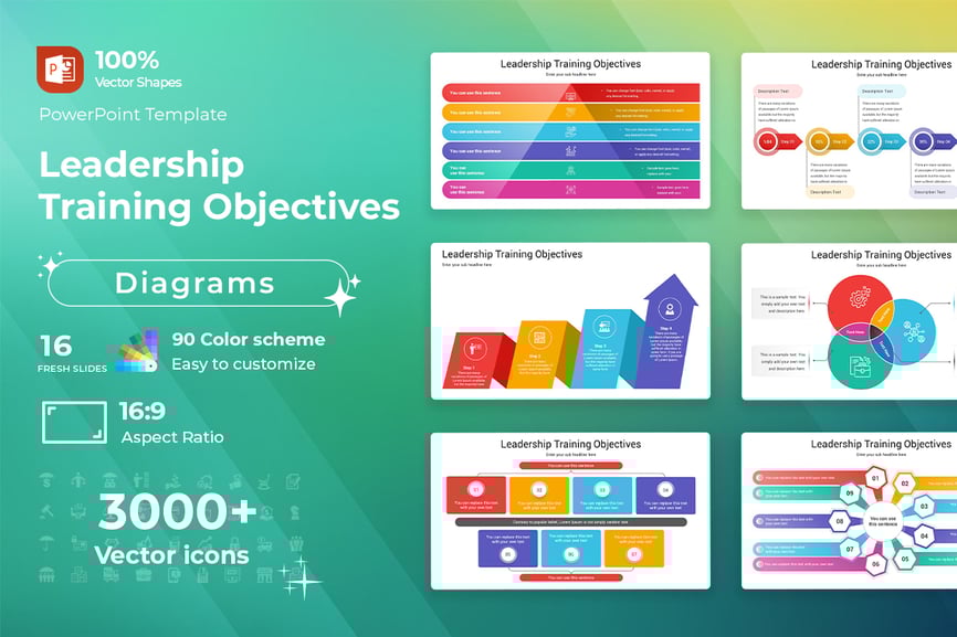 领导培训目标图PPT模板 (PPTX)