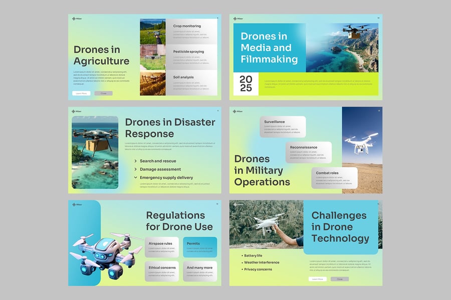 无人机飞机PPT模板 (PPTX)