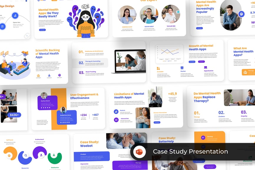 蓝色紫色案例研究PPT模板 (PPT,PPTX)