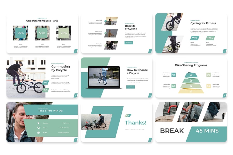 自行车运动PPT模板 (PPTX)