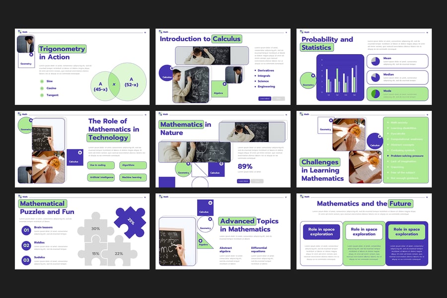 数学教育PPT模板 (PPTX)