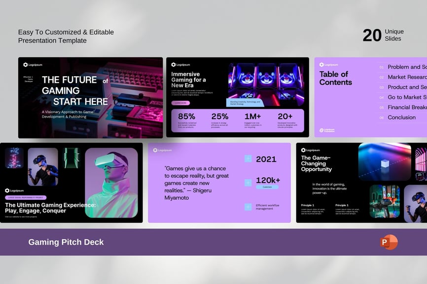 游戏介绍PPT模板 (PPTX)