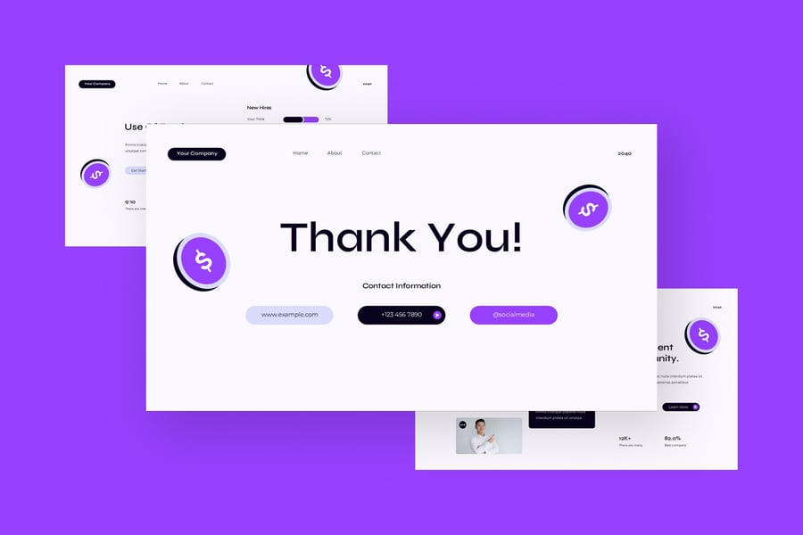 白色紫色UI UX投资者俯仰甲板PPT模板 (PPT,PPTX)