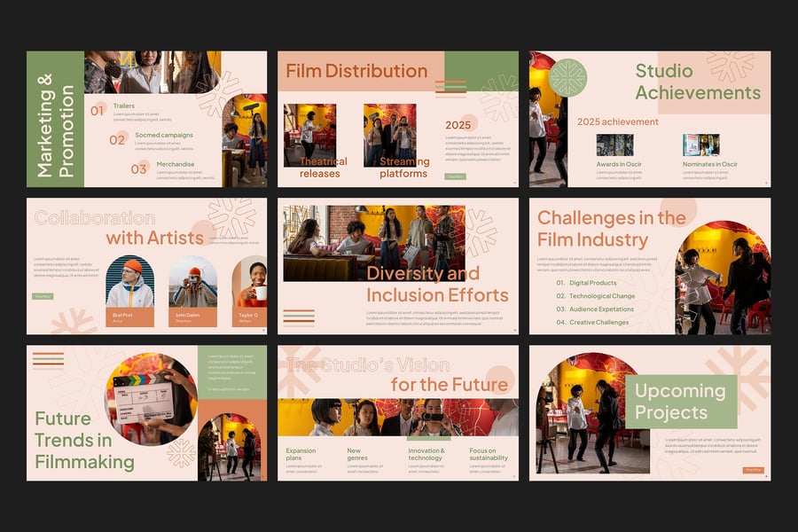 电影制片厂PPT模板 (PPTX)