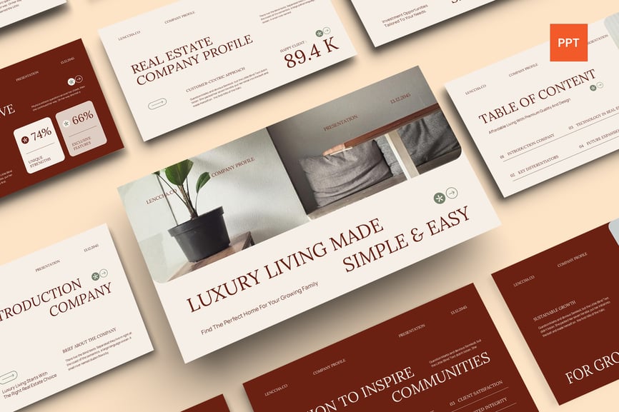 红米色极简主义公司概况PPT模板 (PPT,PPTX)