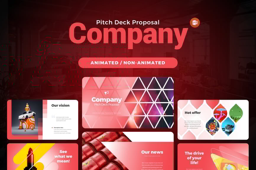 公司Pitch Deck互动动画提案PPT模板 (PPTX)