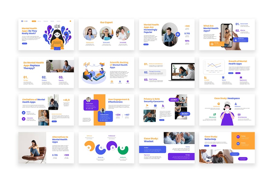 蓝色紫色案例研究PPT模板 (PPT,PPTX)