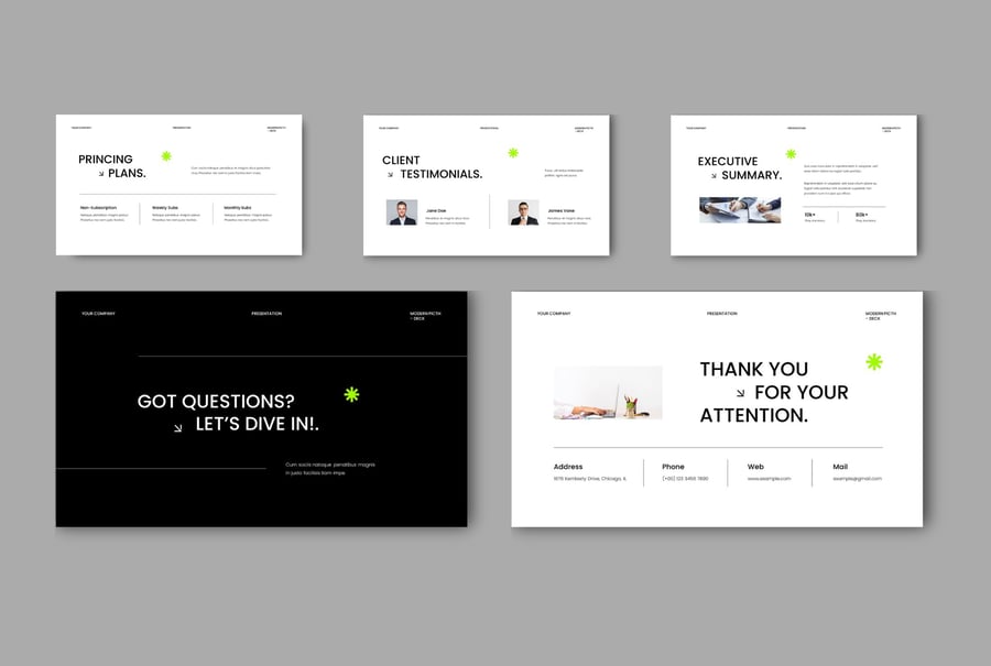 白色绿色现代公司资料演示PPT模板 (PPT,PPTX)