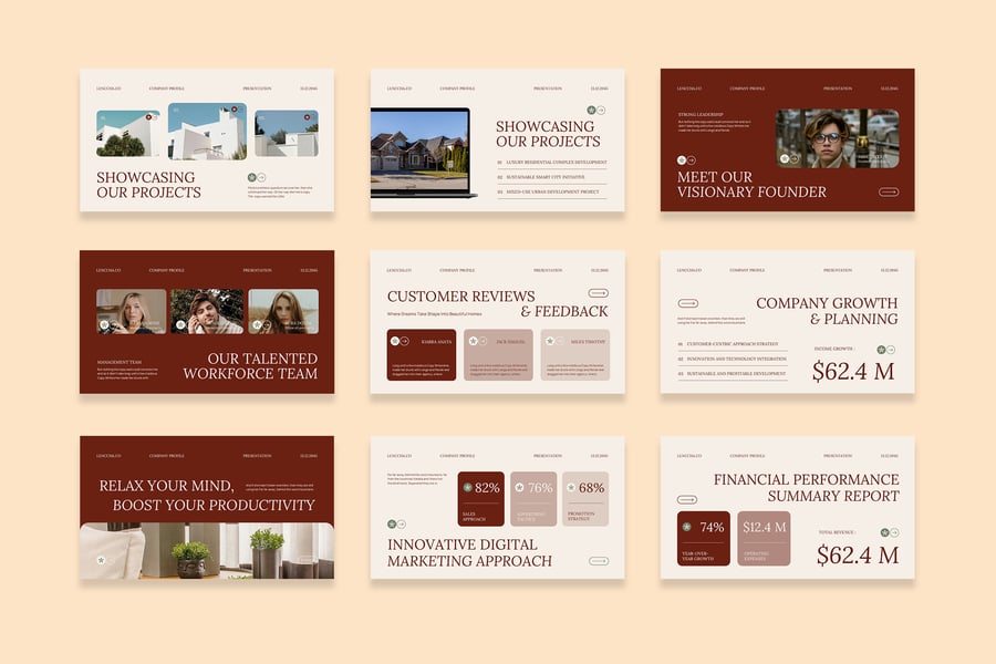 红米色极简主义公司概况PPT模板 (PPT,PPTX)