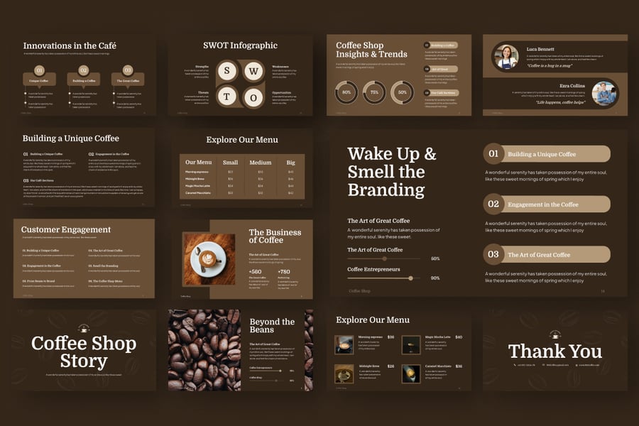 咖啡馆PPT模板 (PPTX)