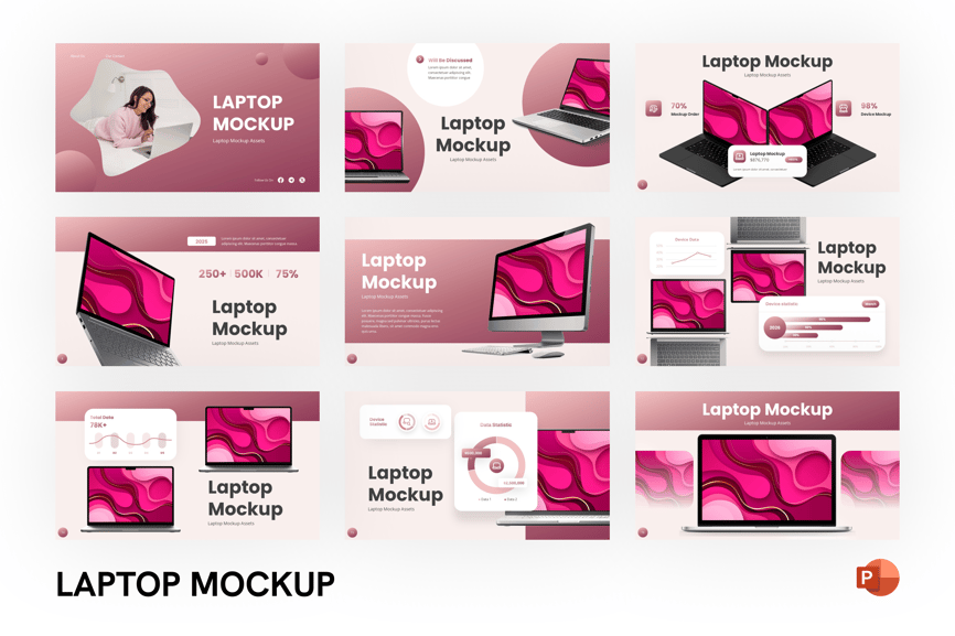 笔记本电脑模型样机PPT模板 (PPTX)