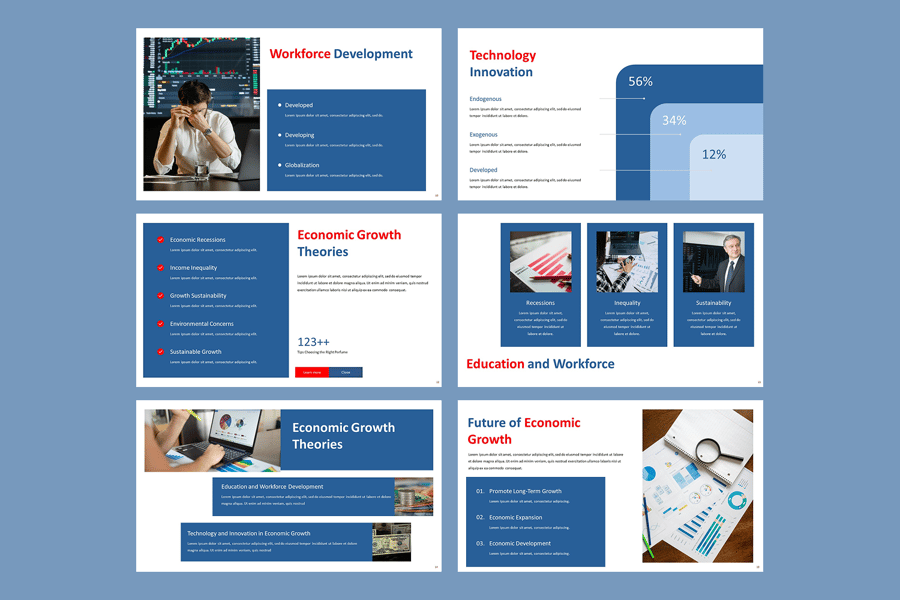 经济增长PPT模板 (PPTX)