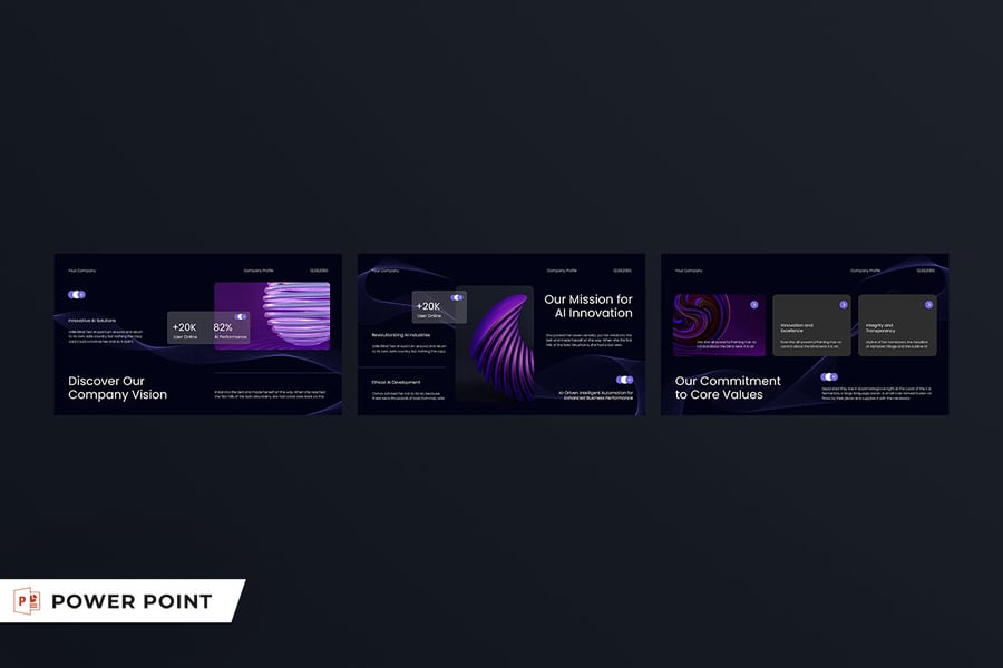 黑色紫色现代AI技术PPT模板 (PPT,PPTX)