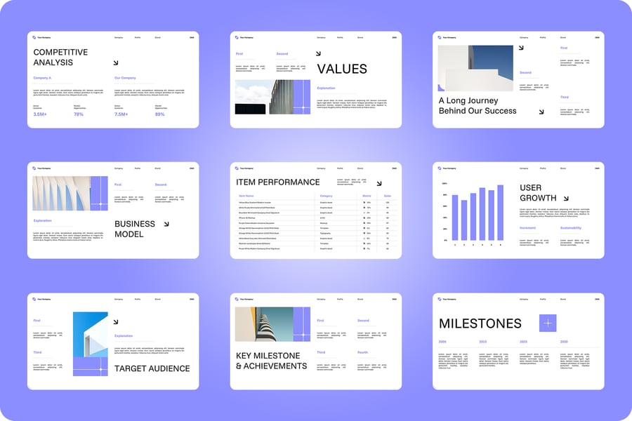 白色紫色极简公司PPT模板 (PPT,PPTX)