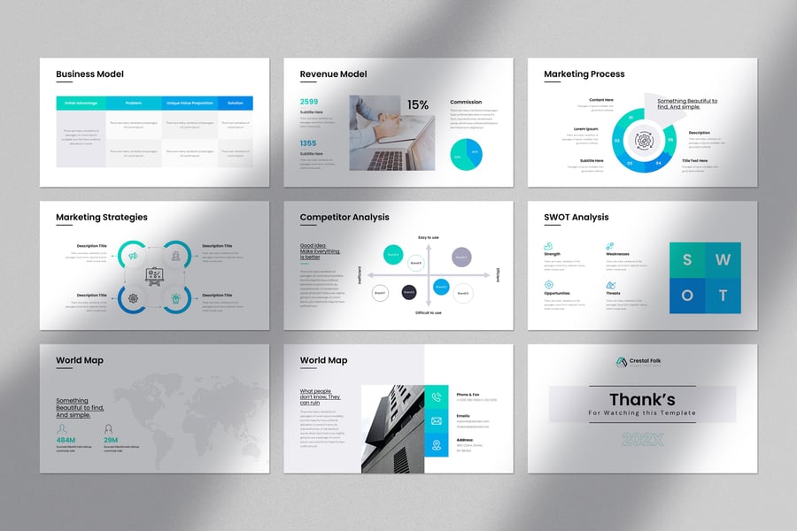 创意企业彩色PPT模板 (PPTX)