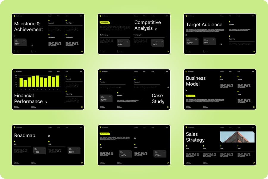 深绿色极简主义公司PPT模板 (PPT,PPTX)