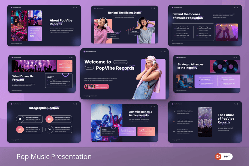 流行音乐PPT模板 (PPTX)