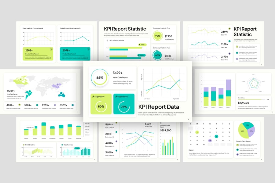 KPI报告PPT模板 (PPTX)