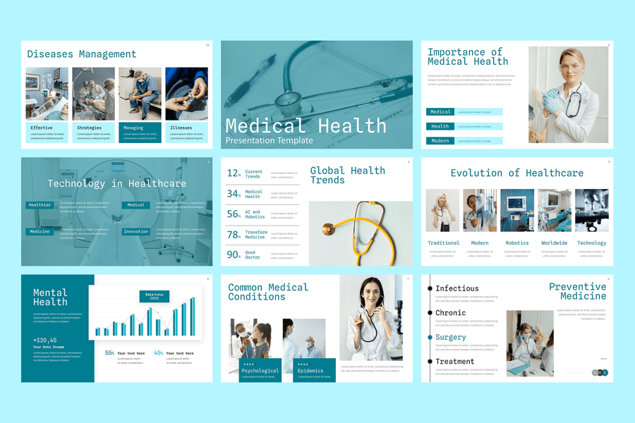 医疗健康PPT模板 (PPTX)