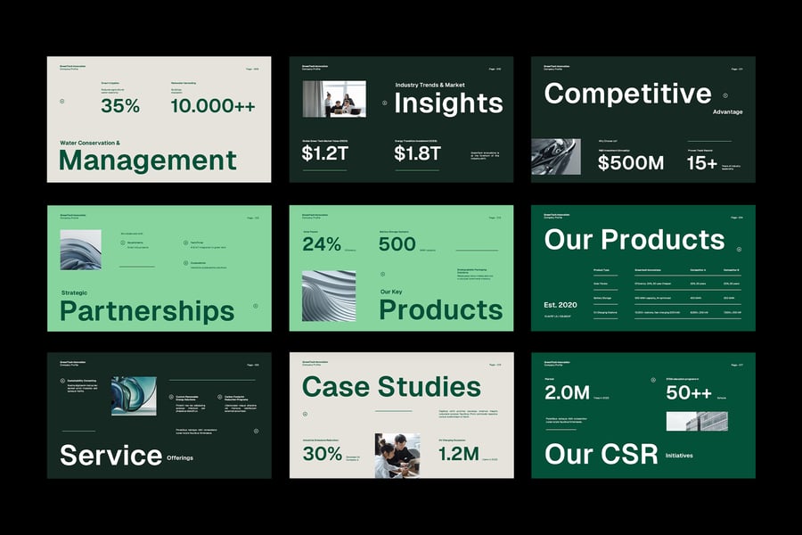 绿色白色奶油极简主义公司资料PPT模板 (PPTX,PPT)