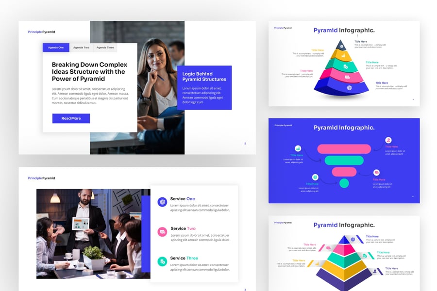 金字塔结构表现PPT模板 (PPTX)