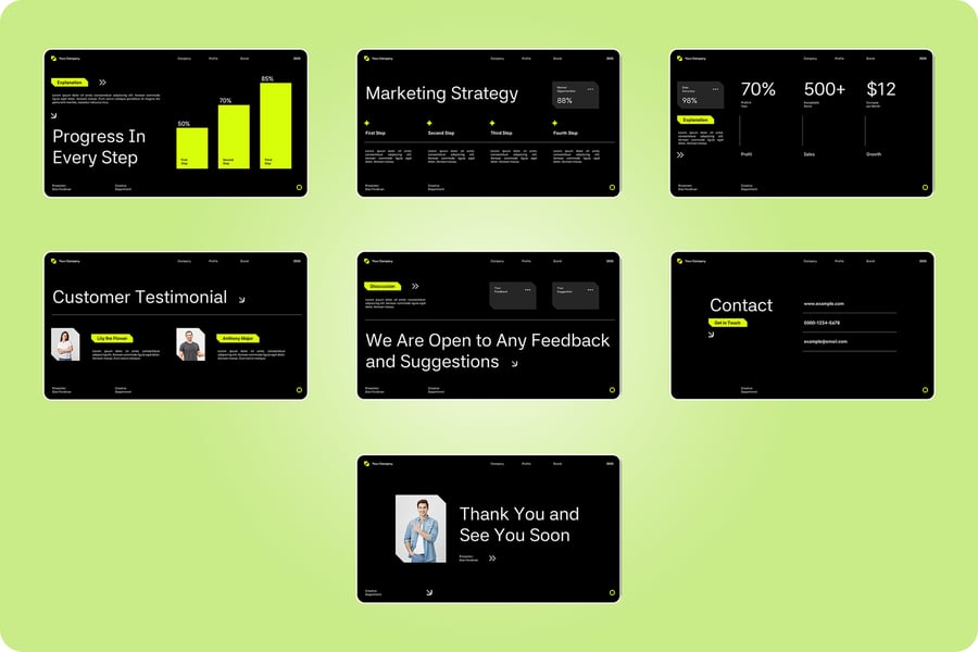 深绿色极简主义公司PPT模板 (PPT,PPTX)