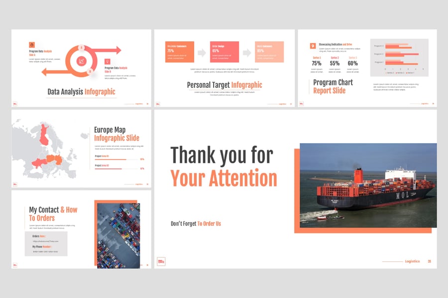 全球物流PPT模板 (PPTX)