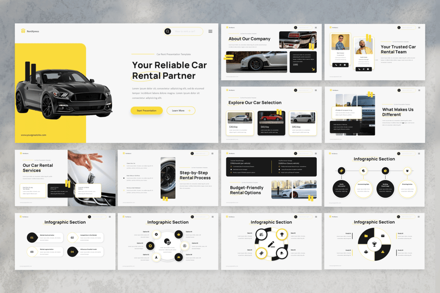 汽车租赁PPT模板 (PPTX)