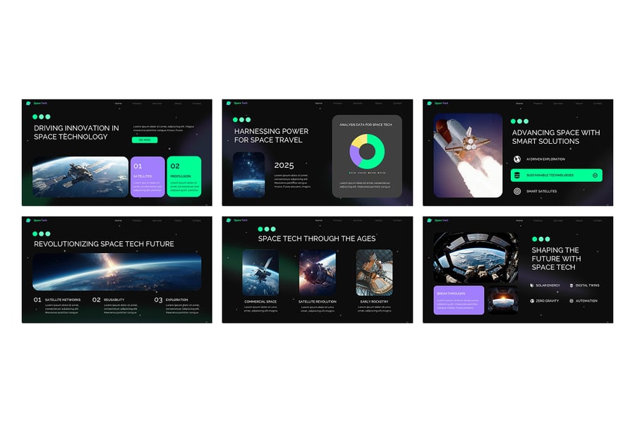 太空技术PPT模板 (PPTX)