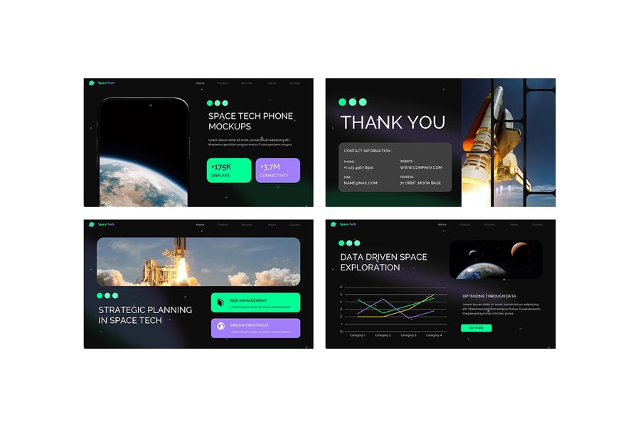 太空技术PPT模板 (PPTX)