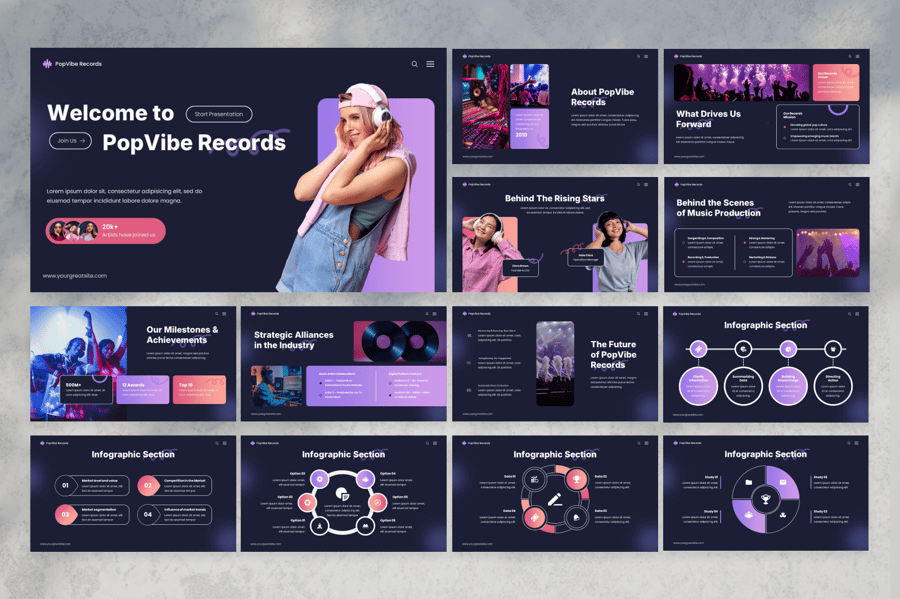 流行音乐PPT模板 (PPTX)