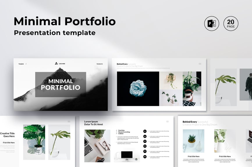 极简主义作品组合演示模板PPT模板 (PPTX)