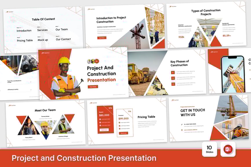 项目与施工演示文稿PPT模板 (PPTX,PPT)