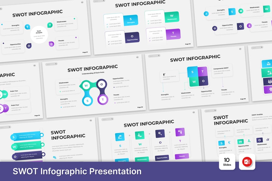 SWOT演示文稿PPT模板 (PPTX)