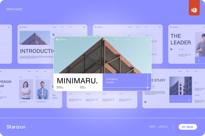白色紫色极简公司PPT模板 (PPT,PPTX)
