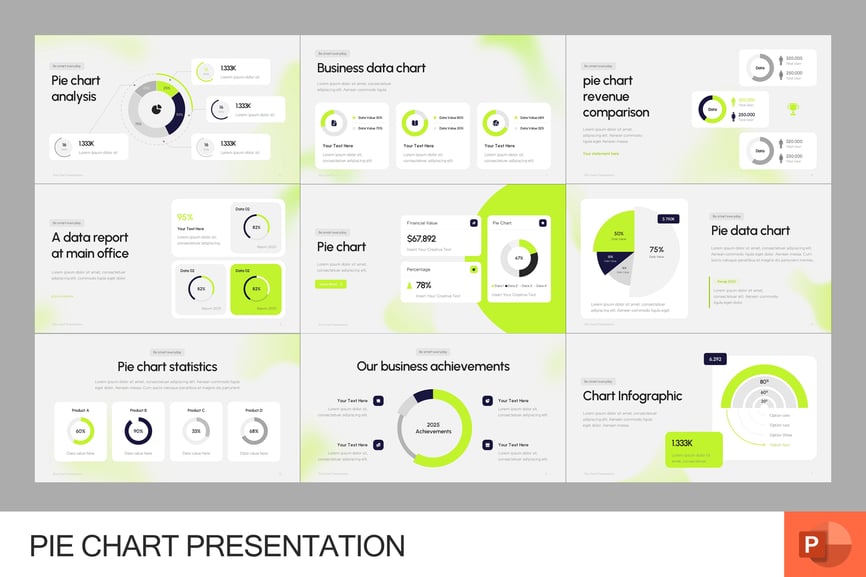 饼图数据展示PPT模板 (PPTX)
