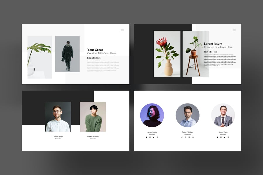 极简主义作品组合演示模板PPT模板 (PPTX)