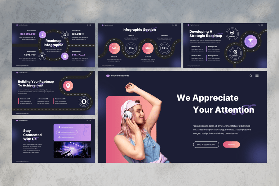 流行音乐PPT模板 (PPTX)