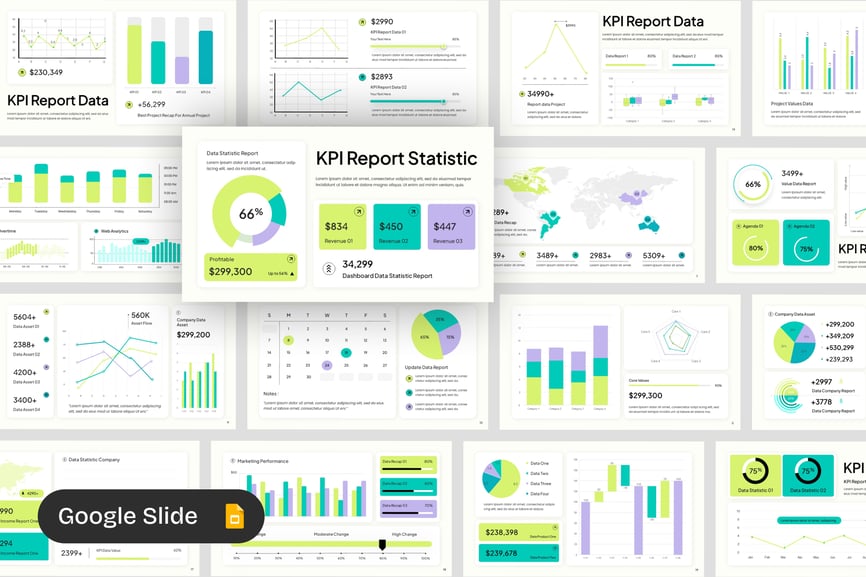 KPI报告PPT模板 (PPTX)