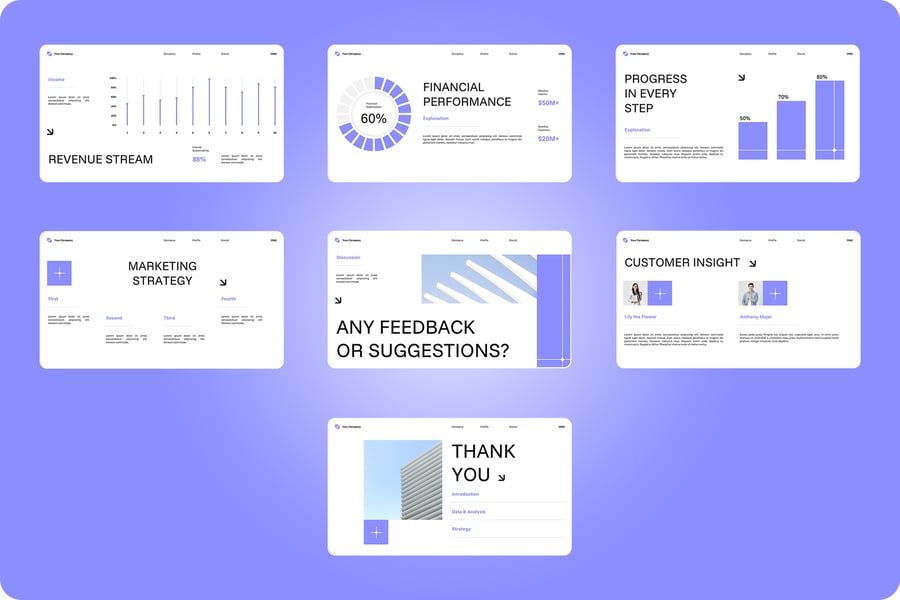 白色紫色极简公司PPT模板 (PPT,PPTX)