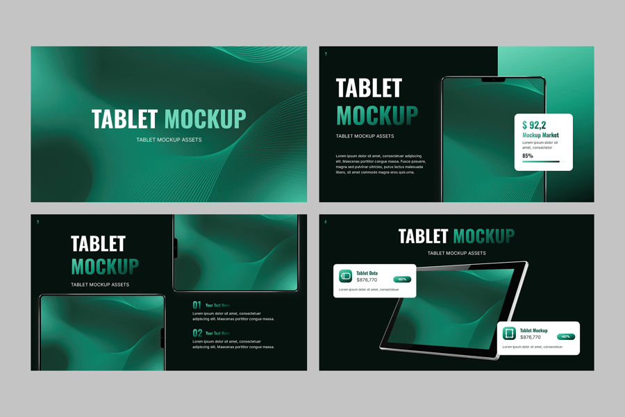 平板电脑模型PPT模板 (PPTX)