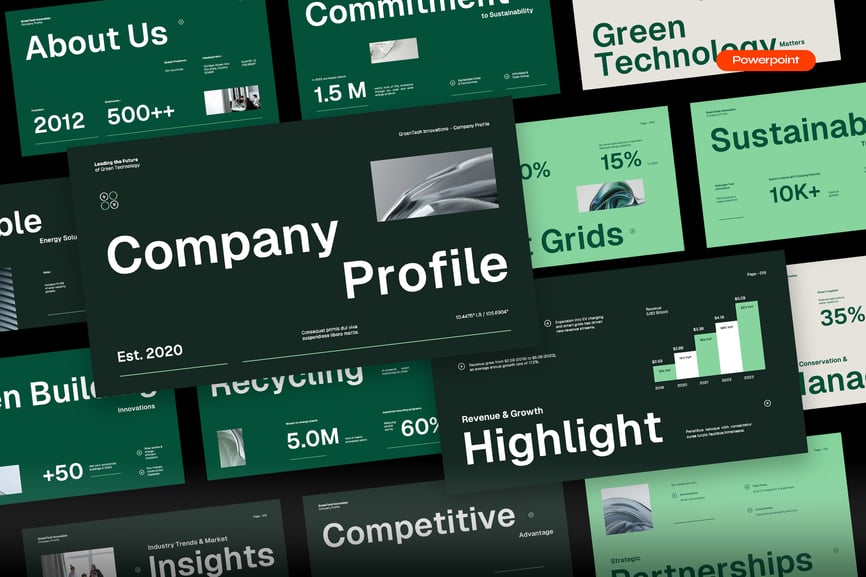 绿色白色奶油极简主义公司资料PPT模板 (PPTX,PPT)