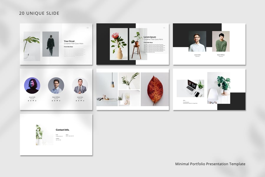 极简主义作品组合演示模板PPT模板 (PPTX)