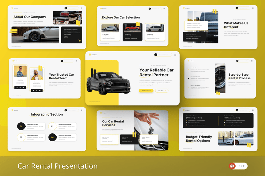 汽车租赁PPT模板 (PPTX)