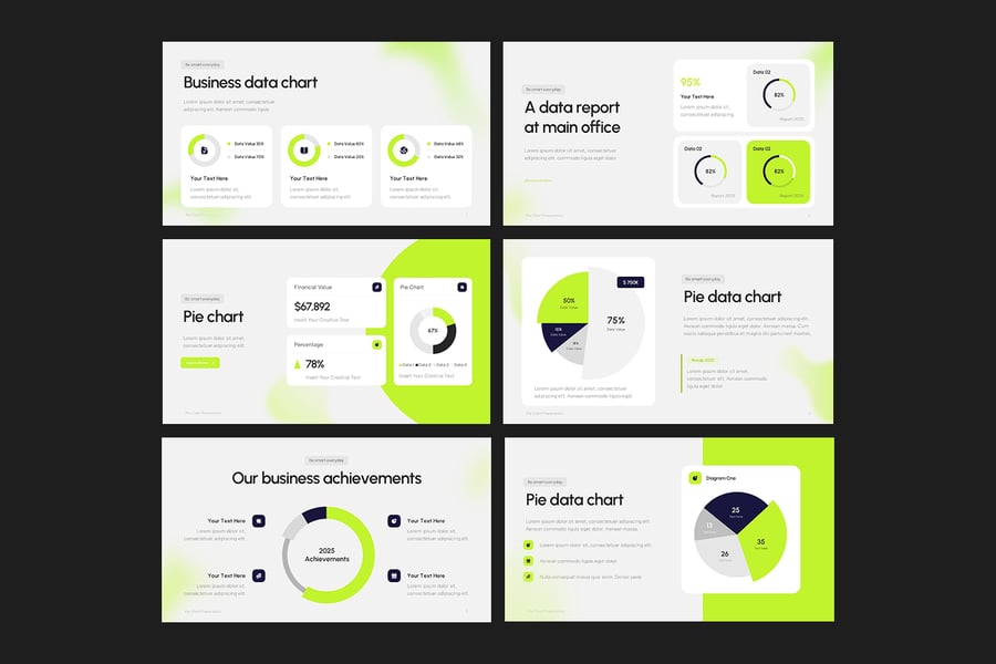 饼图数据展示PPT模板 (PPTX)