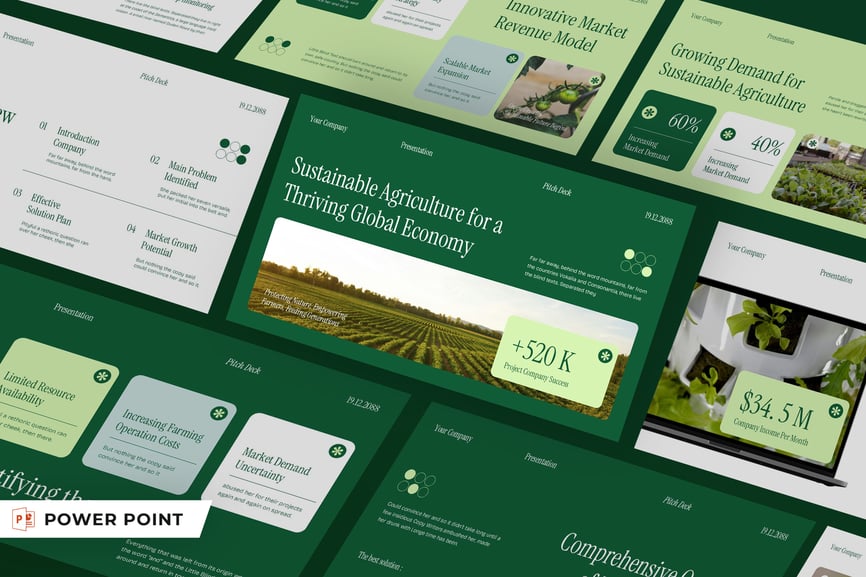 绿白色现代农业PPT模板 (PPT,PPTX)